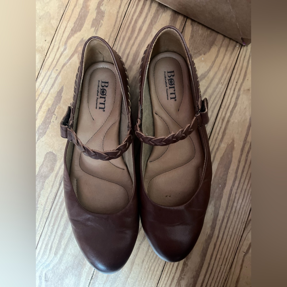 Born Brown Leather Flats Classic Loafers